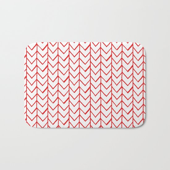 Herringbone Red Bath Mat