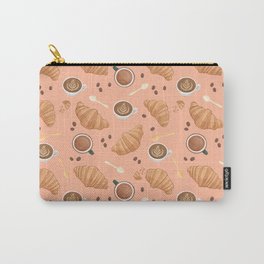 Croissant and Coffee Pattern Carry-All Pouch
