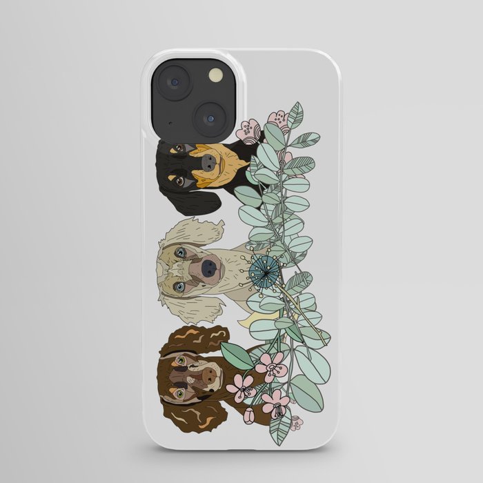 Triple Dachshunds Floral iPhone Case