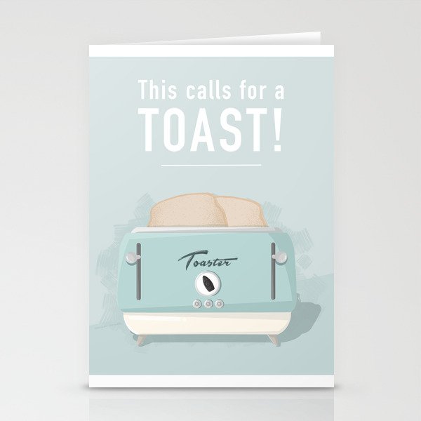 This calls for a toast - Retro Midcentury illustration with lettering Stationery Cards