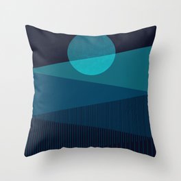 Abstraction_BLUE_MOON_NIGHT_Minimalism_001 Throw Pillow