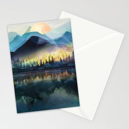 Mountain Lake Under Sunrise Stationery Card