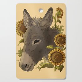 Exceptional drawing of a donkey adorned with sunflower flowers Cutting Board