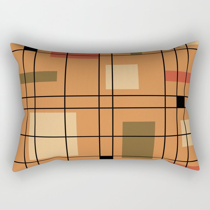 1950's Abstract Art Burnt Orange Rectangular Pillow