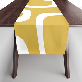 Midcentury Modern Loops Pattern in White and Light Mustard Table Runner