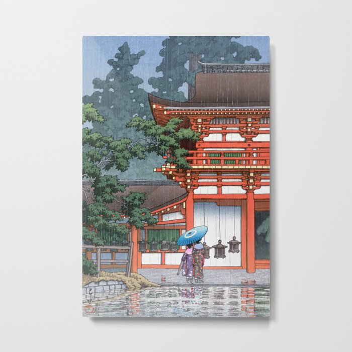 Tennoji Temple in Osaka by Hasui Kawase Metal Print