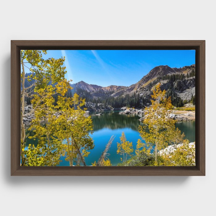 Autumn Alpine Lake in Wasatch Mountain Range Utah Framed Canvas