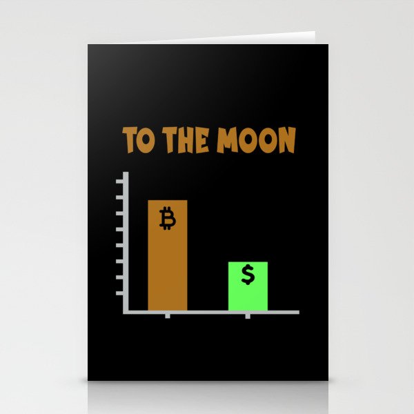 BTC to the Moon - funny Cryptocurrency design Stationery Cards