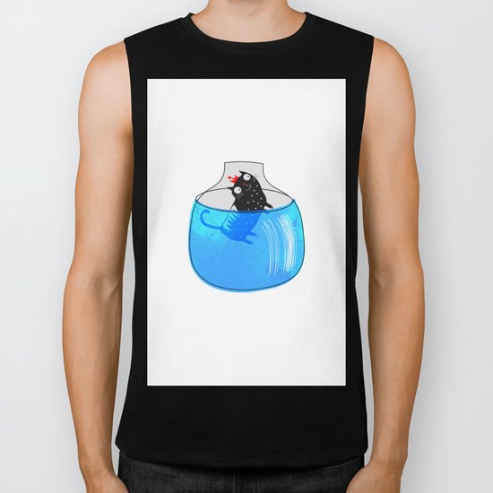 CAT IN A GOLDFISH BOWL Biker Tank