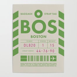 Luggage Tag D - BOS Boston USA Poster