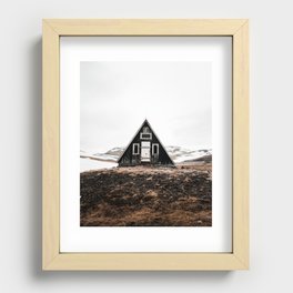 Simple A-Frame Cabin in Iceland Recessed Framed Print
