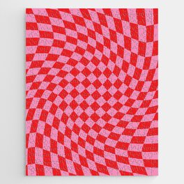 Pink & Red Checker Jigsaw Puzzle