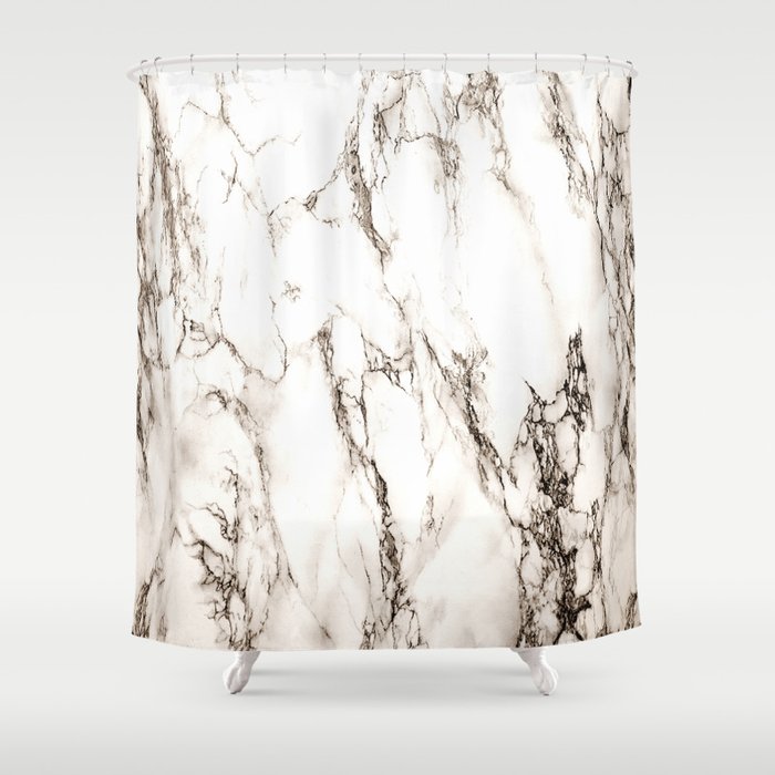 Brown Veined Marble Shower Curtain