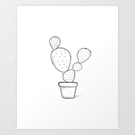 Tiny Cactus Line Art Drawing Art Print