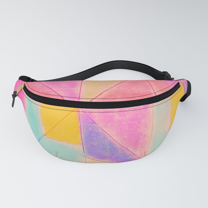 Geometric Abstract Hand Painted Pink Lilac Teal Triangles Fanny Pack