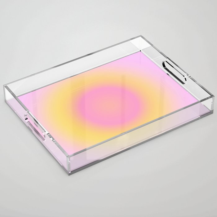 Healing With  Pink and Yellow  Aura Gradient Ombre Sombre Abstract  Acrylic Tray