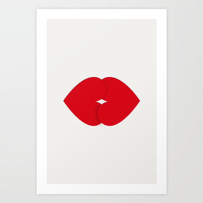 Hearts Kiss Art Print
