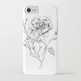 Peony Ink Drawing iPhone Case