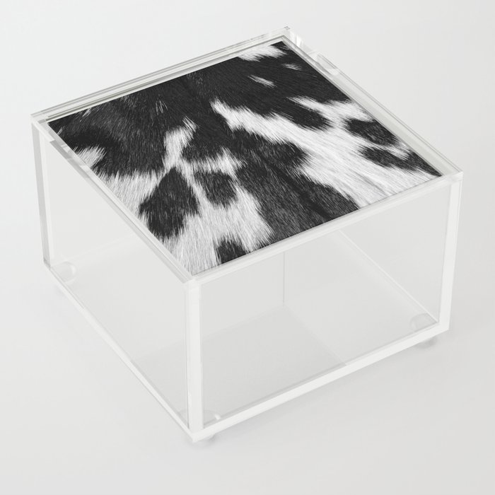 Faux Cowhide, Black and White Wild Ranch Animal Hide Print Acrylic Box