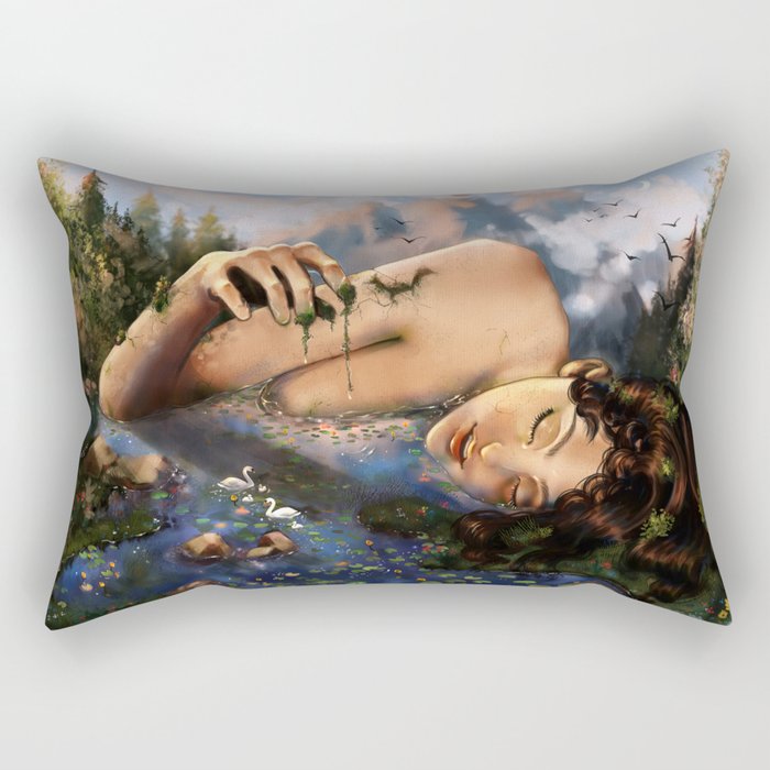 Sleeping Mountain Giant Fantasy Art Rectangular Pillow