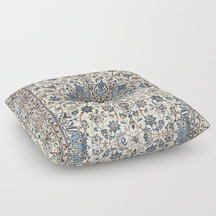 Persia Old Century Authentic Colorful Dusty Blue Gray Grey Vintage Accent Patterns Floor Pillow
