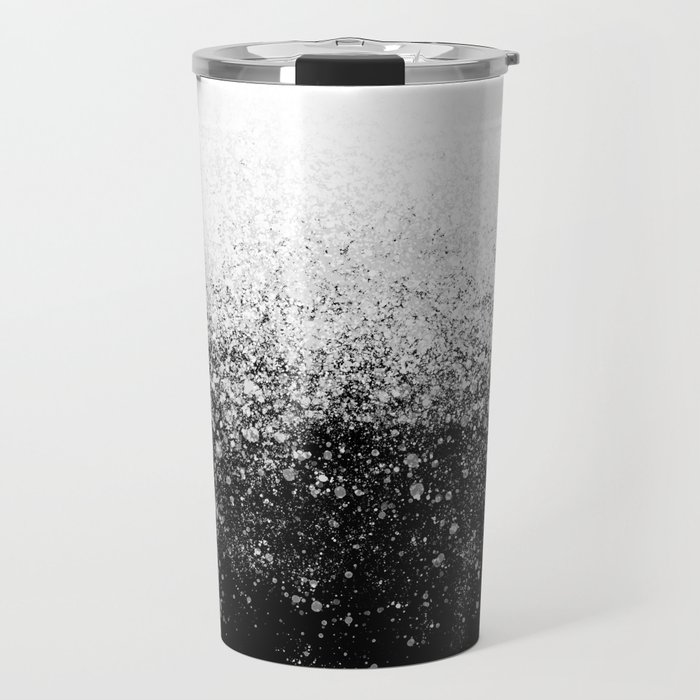 fading paint drops - black and white - spray painted color splash Travel Mug