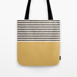 Texture - Black Stripes Gold Tote Bag