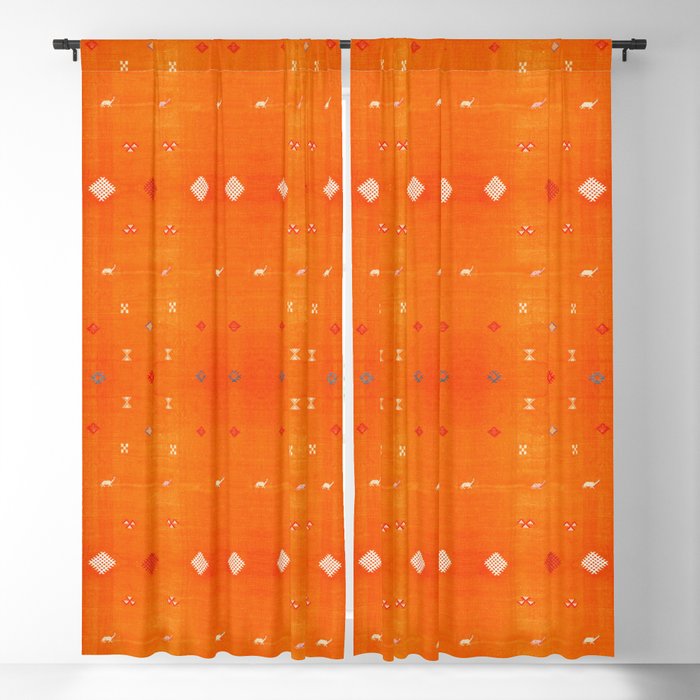 Lovely Orange Oriental Bohemian Traditional Moroccan Handmade Fabric Style Blackout Curtain