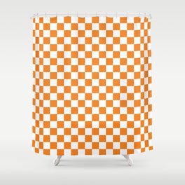 Orange Checkerboard Pattern Shower Curtain