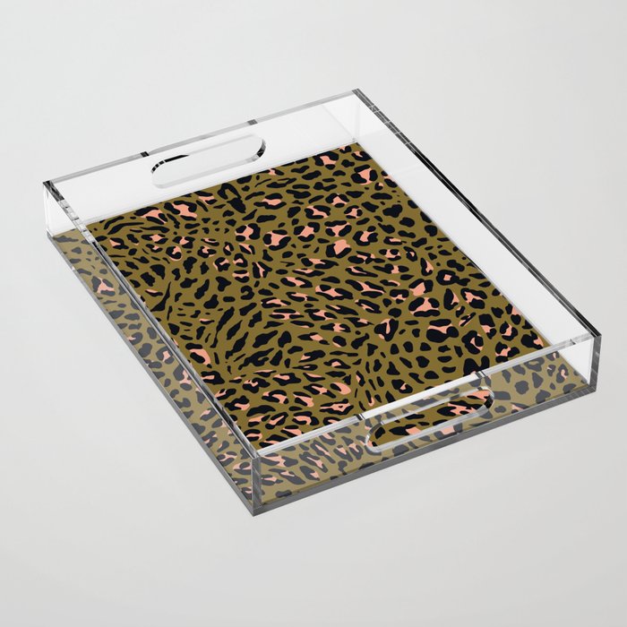 Leopard Spots Olive Acrylic Tray