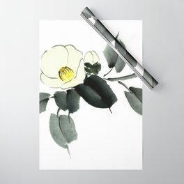 White camellia sumi ink and japanese watercolor painting Wrapping Paper