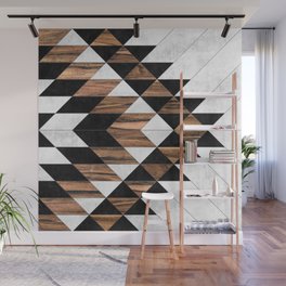 Urban Tribal Pattern No.9 - Aztec - Concrete and Wood Wall Mural