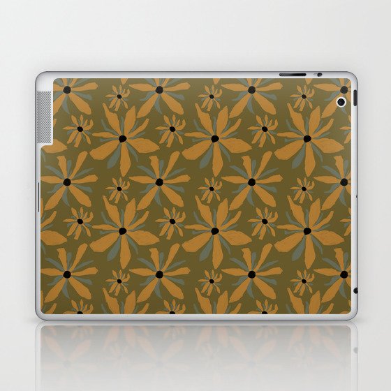 Ecelctic Sunflowers on Olive Green Laptop & iPad Skin