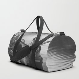 Dogs on a boat black and white canine photograph portrait - photographs - photography Duffle Bag