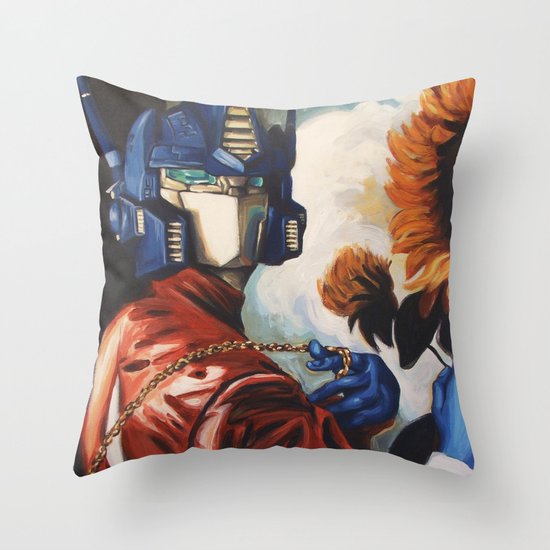 Optimus Prime With Sunflower Throw Pillow