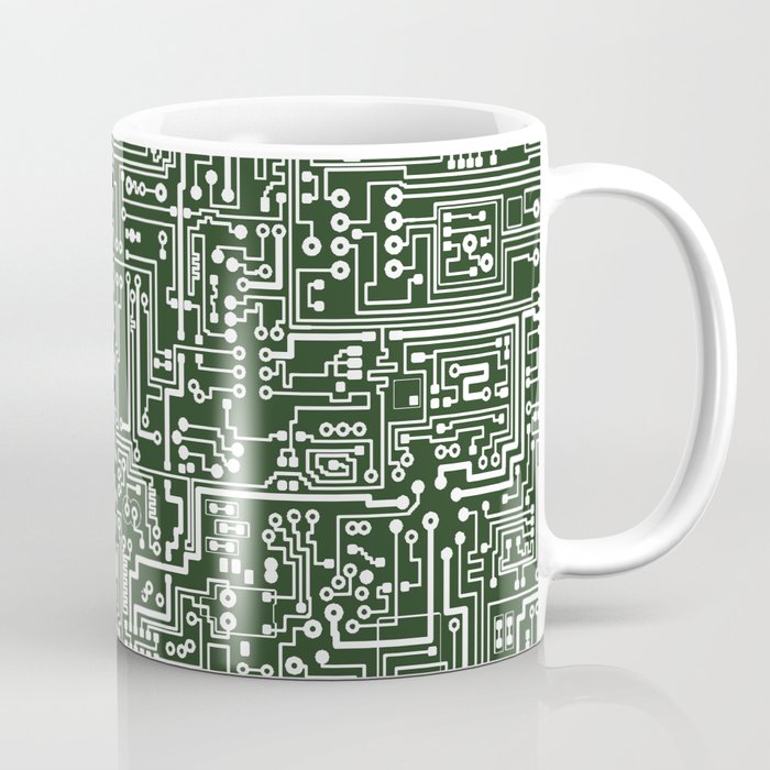 Circuit Board // Green & White Coffee Mug