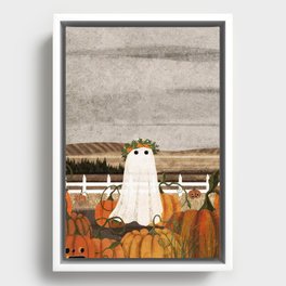 There's a Ghost in the Pumpkins Patch Again... Framed Canvas