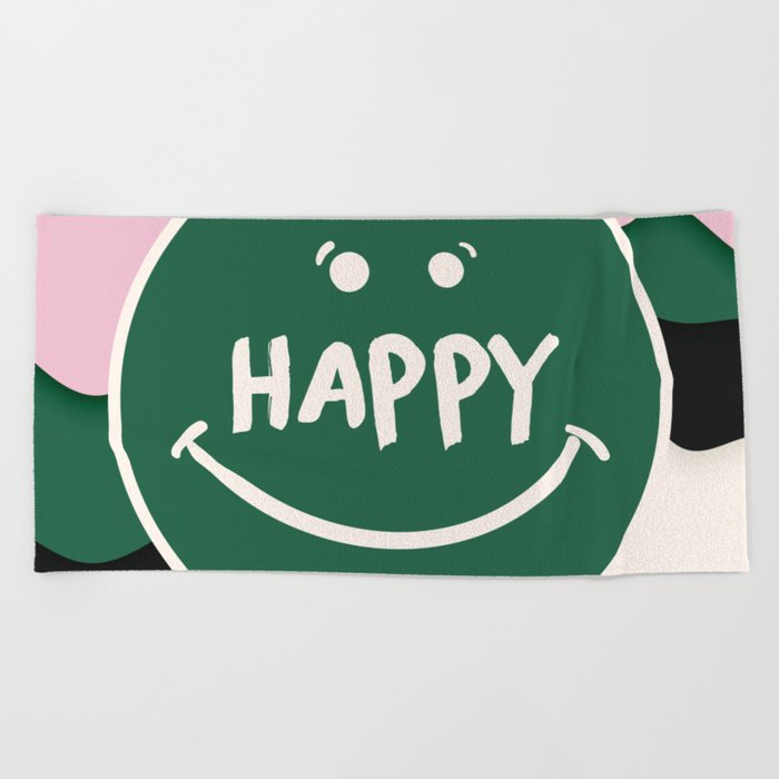 Happy Beach Towel by George Society6