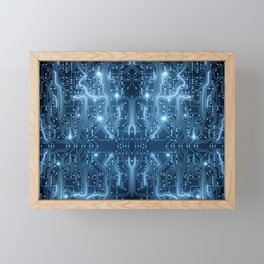 Circuit Board Glow Dark Blue 3D Printed Mother Board Framed Mini Art Print