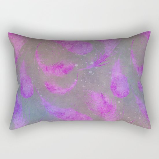 pink watercolor feather pattern Rectangular Pillow