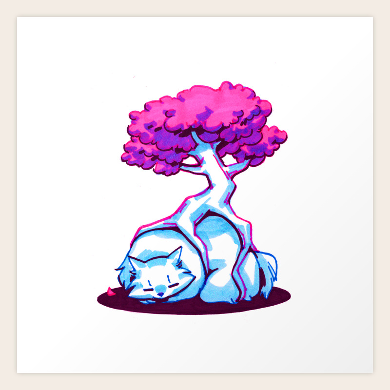 Sleepy Bonsai Cat Art Print By Carlyh Society6