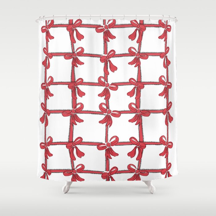 Red Ribbons & Bows Shower Curtain