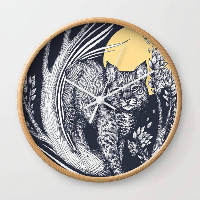 Bobcat and the Moon Wall Clock