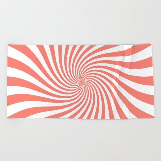 Swirl (Salmon/White) Beach Towel