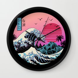 The Great Retro Wave Wall Clock | Curated, Japanese, Japanese Inspired, Greatwave, 1980S, 80S, Retro, Retrowave, Graphicdesign, Cool 