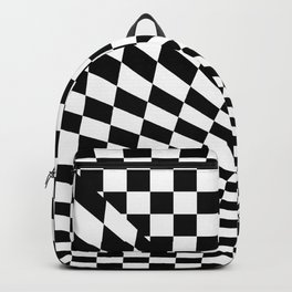 White and Black Checkerboard Pattern Backpack | Tartan, Colorful, White, Painting, Blue, Yellow, Dorm Room Decor, Squares, Minimalist, Black 