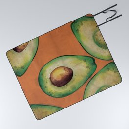 Watercolor Avocado on Terra Cotta Picnic Blanket