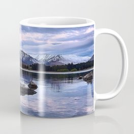 New Zealand Photography - Stones In The Water Under The Cloudy Pink Sky Mug