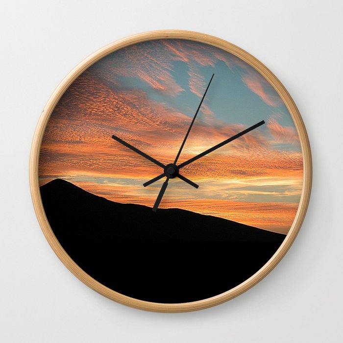 Red Clouds Scenic Sunset Black Hill Landscape Wall Clock