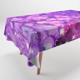 Neon marble space #3: purple, gold, stars Tablecloth